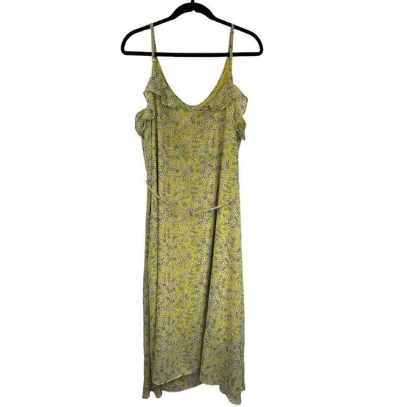 Who What Wear Yellow Chiffon Floral Summer Maxi Slip Dress, XL - Picture 7 of 12